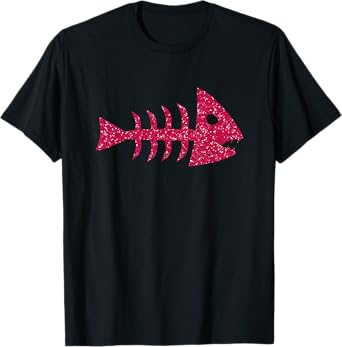 Cool Pink Piranha Fish Skeleton T-Shirt