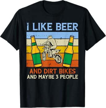 Beer Dirt Bikes 3 People Funny Motocross Biker Men Women T-Shirt