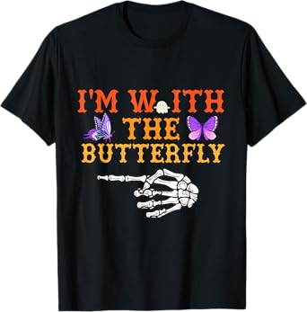 I'm With Butterfly Halloween Costume Couples Matching T-Shirt