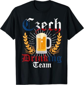 Czech Drinking Team Beer and Flag Colors Oktoberfest Gift T-Shirt