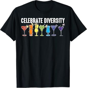 Funny Celebrate Diversity Cocktail LGBT Gift For Men Women T-Shirt