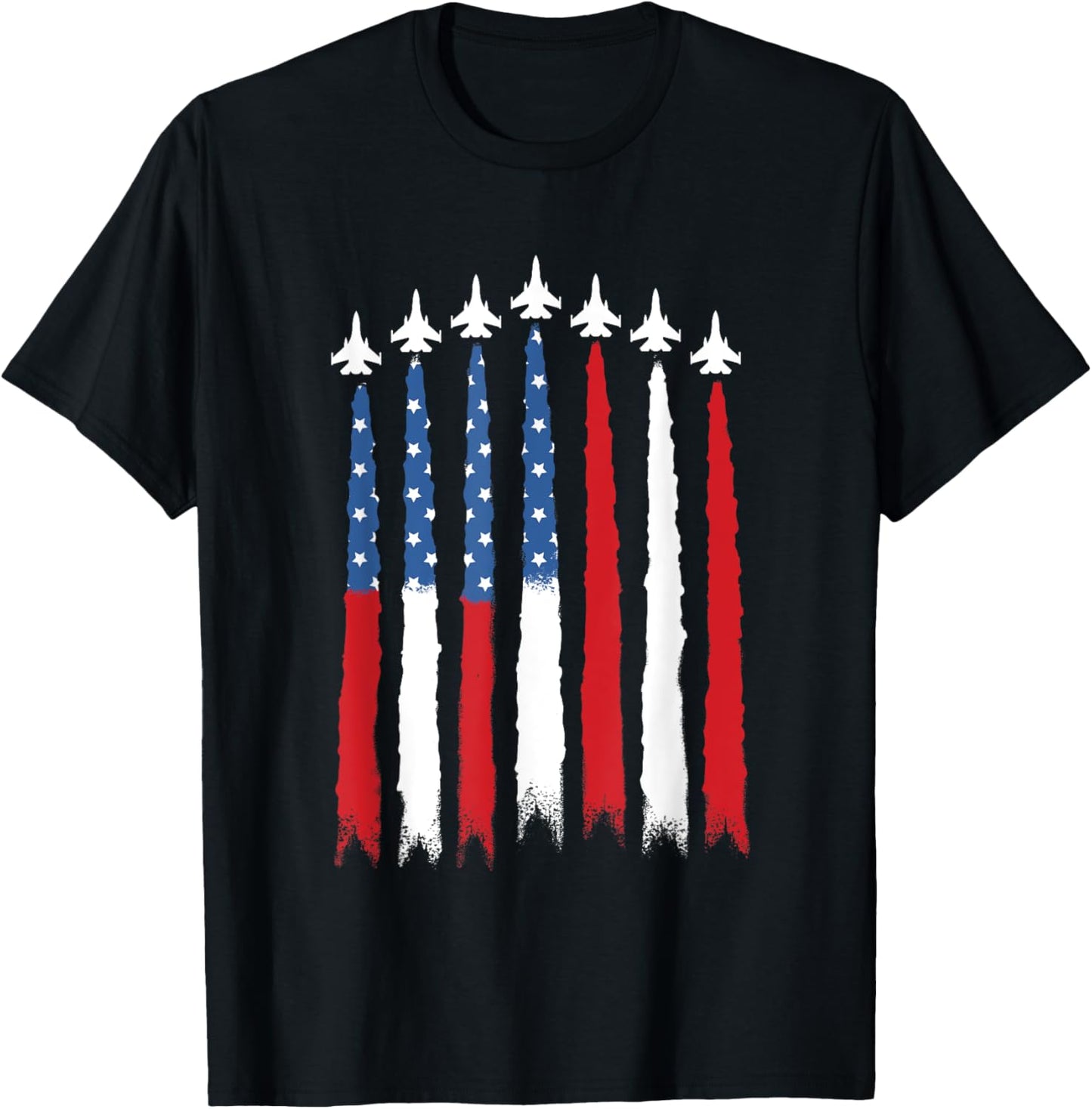 4th Of July Fighter Aircraft Red White Blue American Flag T-Shirt
