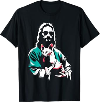 Jesus Sphynx Cat - Funny Christian Religious Sphynx Lover T-Shirt for Men Women Kids