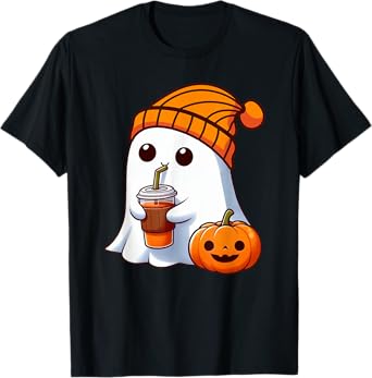 Halloween Costume Ghost drinking pumpkin Men Women girls T-Shirt