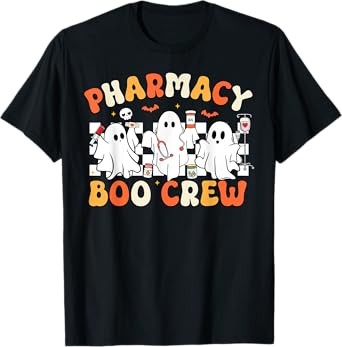 Retro Pharmacy Boo Crew Ghost Pharmacist Tech Halloween T-Shirt