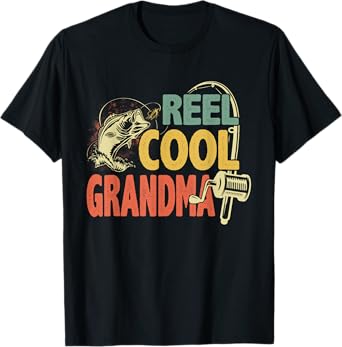 Retro Vintage Reel Cool Grandma Mothers Day Fishing Women T-Shirt