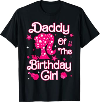 Daddy of The Birthday Girl Family Matching Pink Theme T-Shirt
