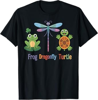 Frog Turtle Dragonfly Cute Kawaii Novelty Animals Gift T-Shirt