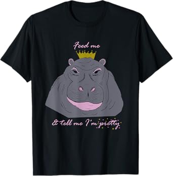 "Feed me" hungry hippopotamus funny T-Shirt