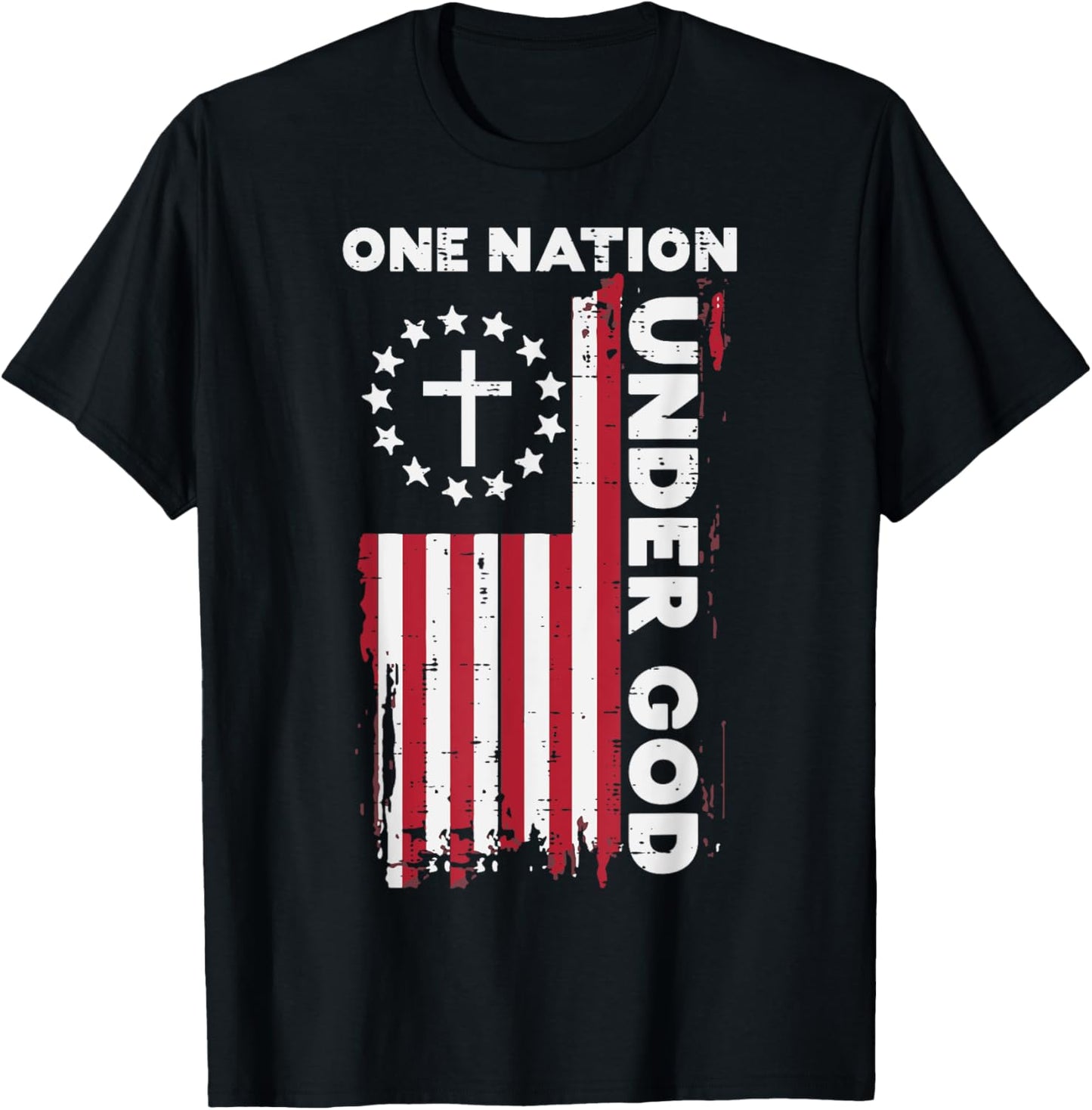 American Flag One Nation Under God 4th Of July Christian T-Shirt