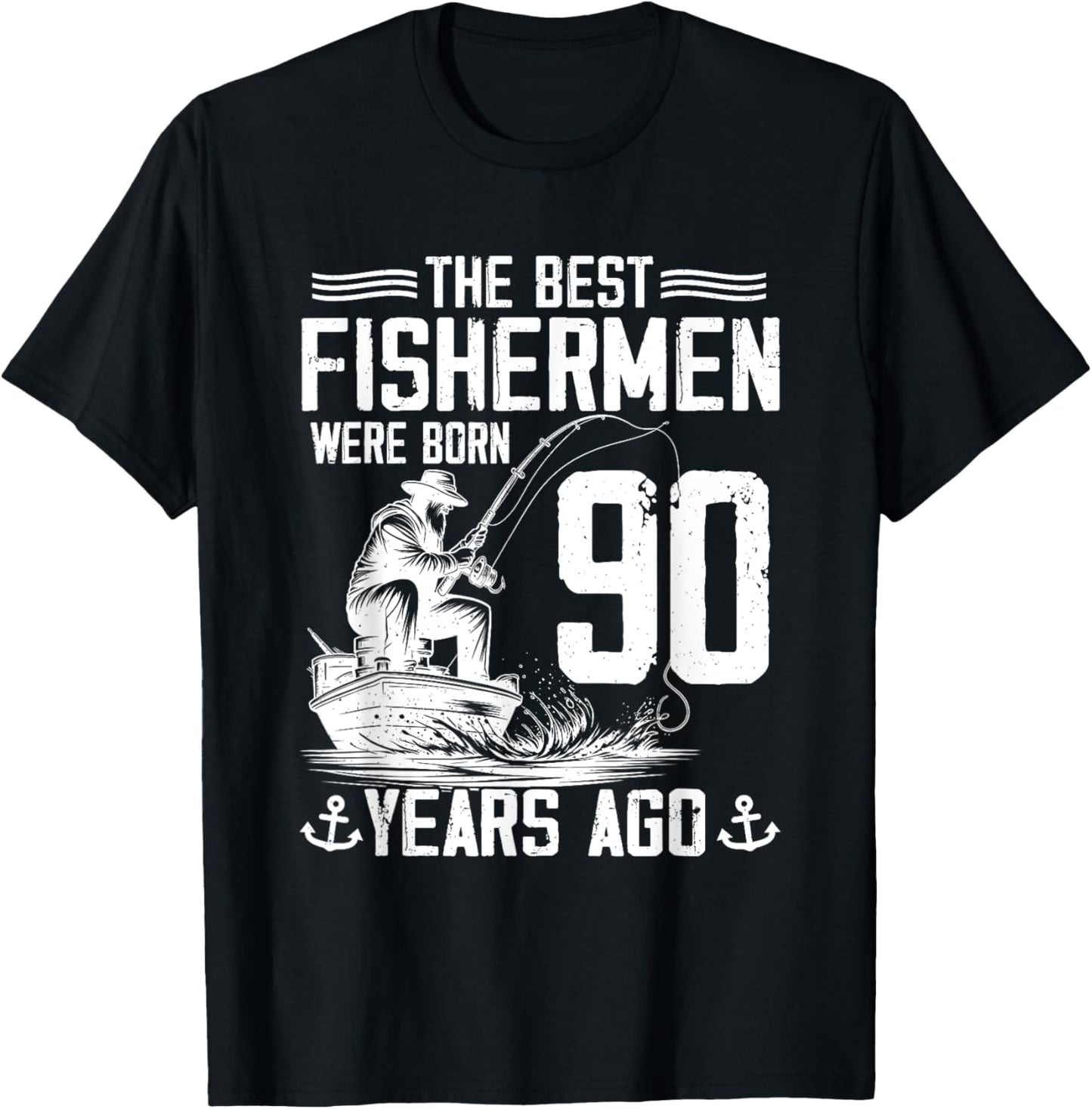 90 Year Old Gift Men Fisherman 90 Birthday Fishing 90th BDay T-Shirt