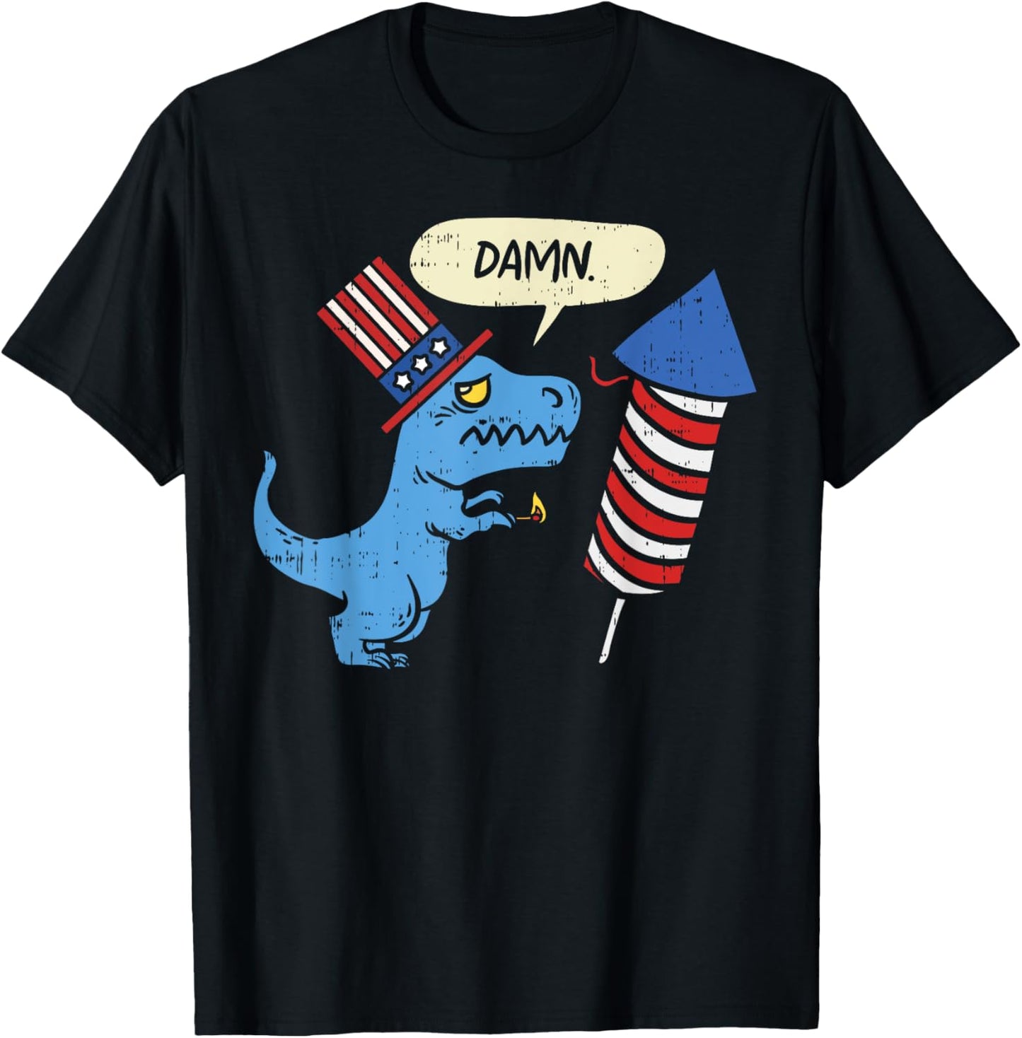 Damn TRex Short Hands Firecracker Funny Firework 4th Of July T-Shirt