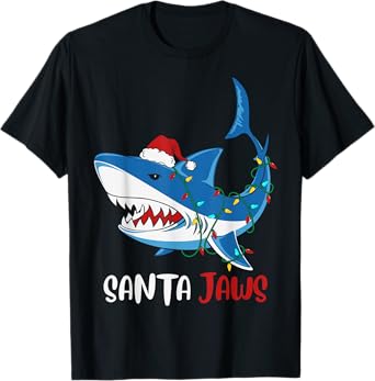 Santa Jaws Funny Christmas Shark T-Shirt