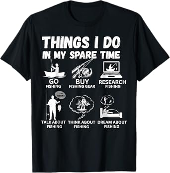 Things I Do In My Spare Time Fishing Boys Men Bass Fishing T-Shirt