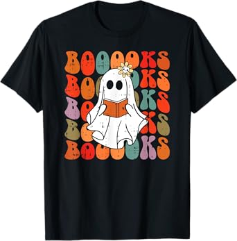 Ghost Reading Book Halloween Spooky Reader Spirit Ghoul T-Shirt