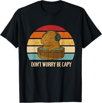 Retro Don't Worry Be Capy Vintage Capybara Kids Family T-Shirt