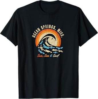 Faded Vintage Ocean Springs Mississippi Vacation Ocean T-Shirt