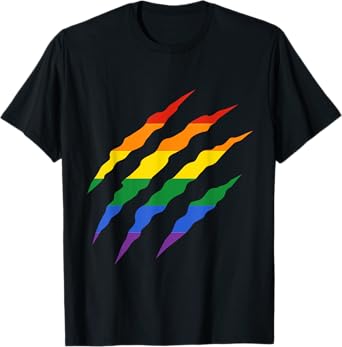Rainbow Scratch Claw Pride Color Stripes LGBTQ T-Shirt