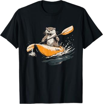 Kayaking River Otter Kayaker Kayak Canoe Paddling T-Shirt