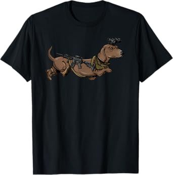 Funny Dog Dachshund With NVG Meme Tactical Wiener T-Shirt for Men Women