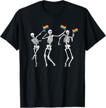 Skeleton Halloween LGBT Flag Skeleton Gay Pride Month T-Shirt