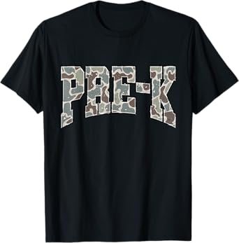 Retro Pre K Back To School Boy Old Camo Preschool Cute Kid T-Shirt