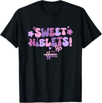 Disney Hannah Montana Sweet Niblets! Floral Chest Text Logo T-Shirt