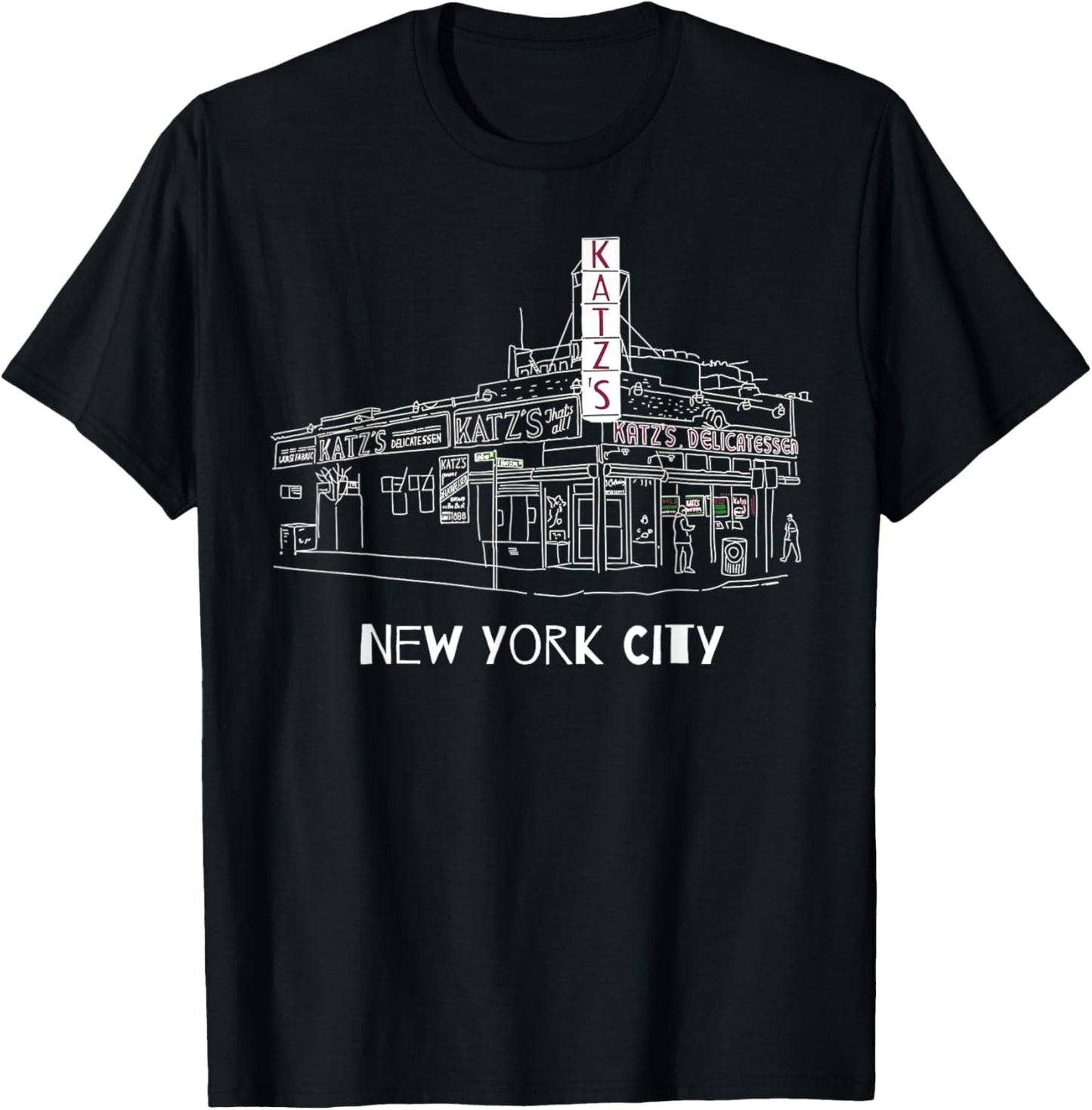 Kat'z Deli New York City Hand Drawn Design T-Shirt