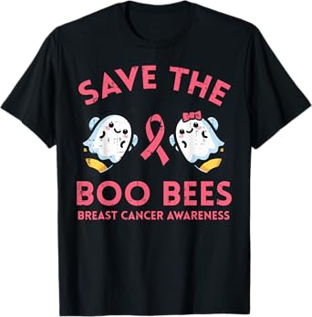 Breast Cancer Boo Save Bees Awareness Pink Ribbon Women Men T-Shirt