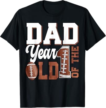 Dad of the 1 Year old Football 1st Year Down Birthday Party T-Shirt