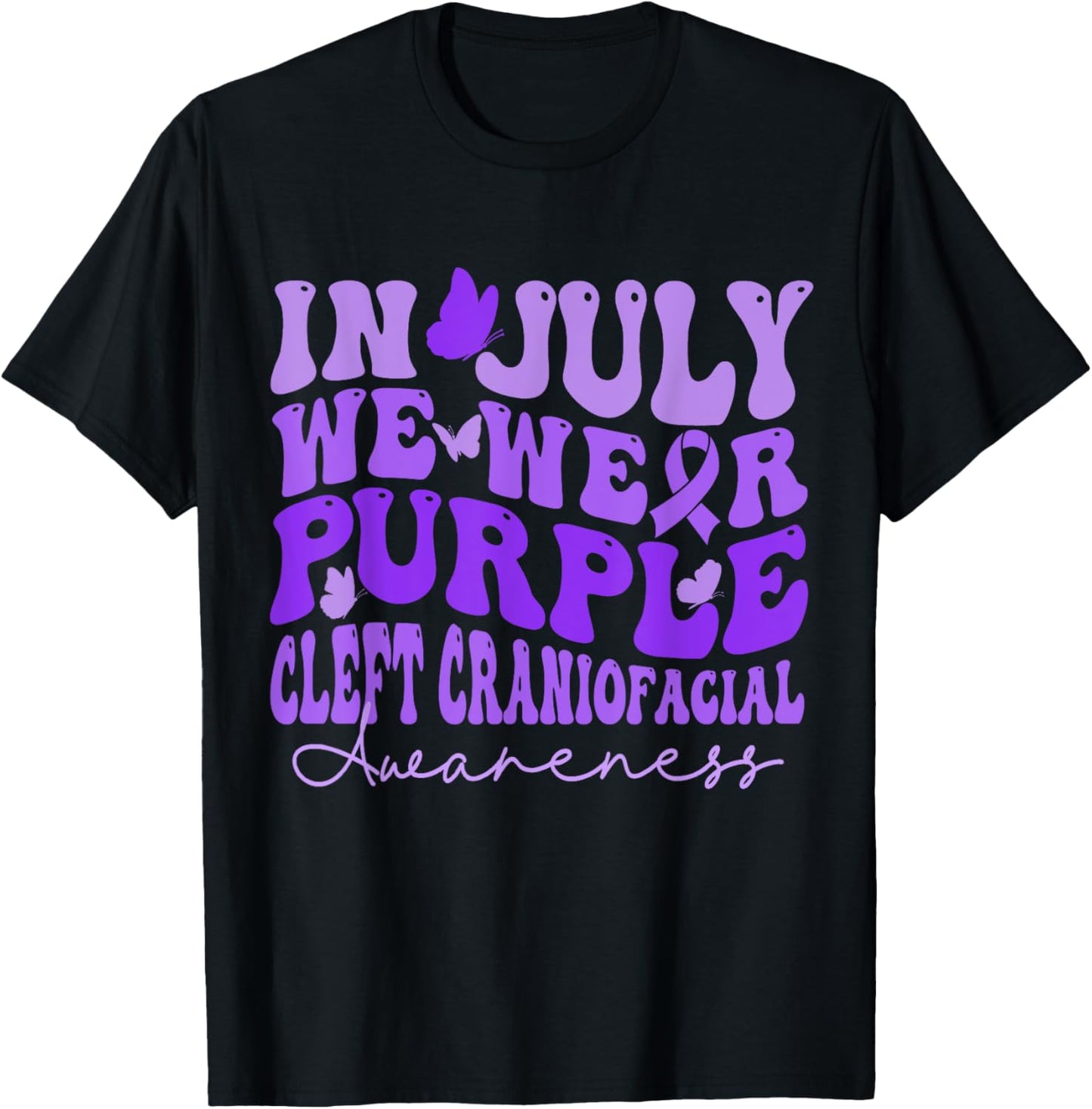 In July We Wear Purple Cleft Craniofacial Awareness Support T-shirt
