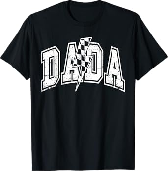 Dada Lightning Bolt Checkered Varsity Dad Men Father's Day T-Shirt