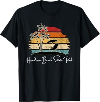 Vintage Henderson Beach State Park Palm Trees Spring Summer T-Shirt for Men Women Kids