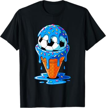Soccer Ball Ice Cream Drip Fun Sprinkles Birthday Boys Girls T-Shirt