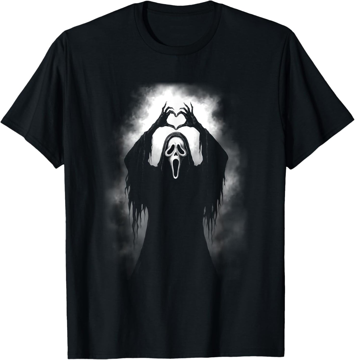 Scary Face Horror Creepy Ghost Heart Hands Halloween Spooky T-Shirt