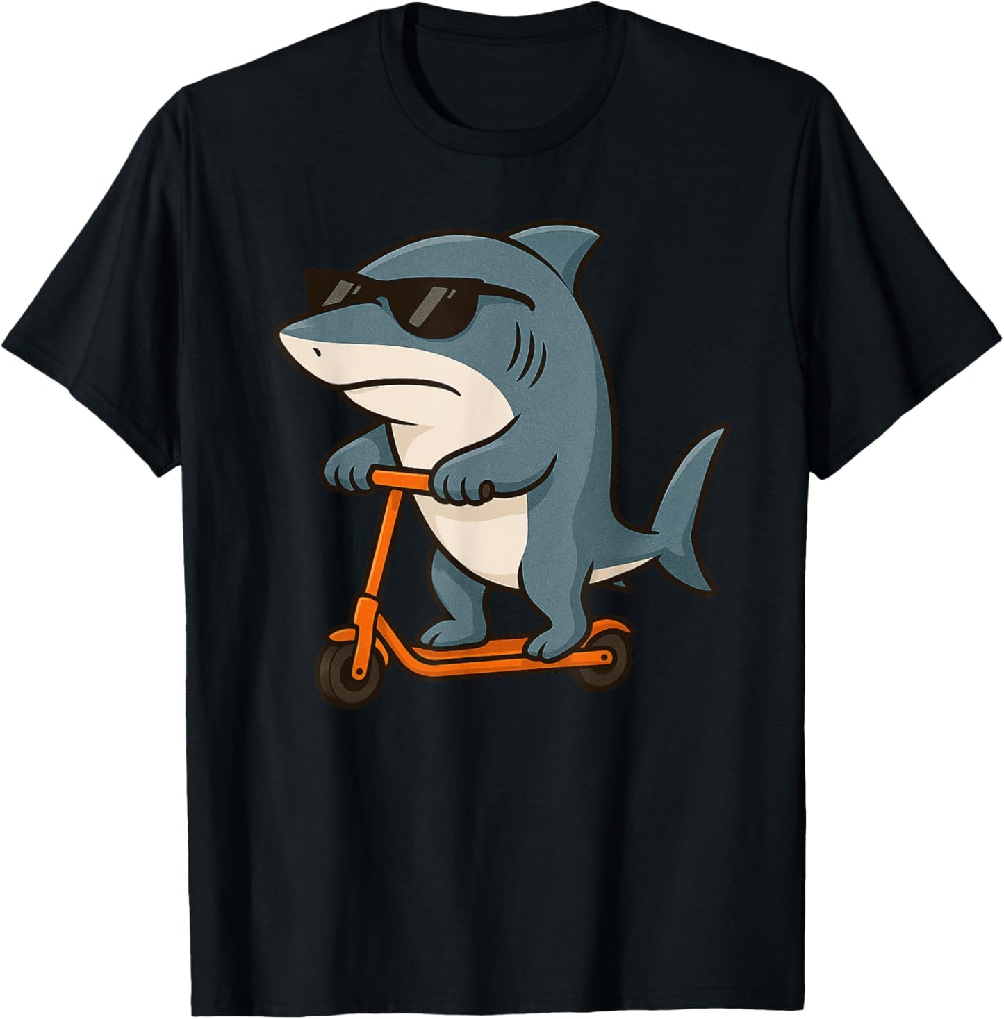 Funny Shark Scooter Animal Lover Boys Girls Kids T-Shirt