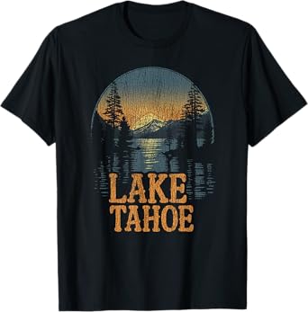 Lake Tahoe -California Mountain Vintage Men Women Kids Retro T-Shirt