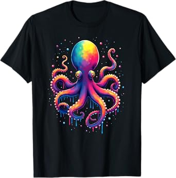 Aesthetic Rainbow Dripping Octopus T-Shirt