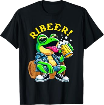 Drunk Frog Drinking Beer Ribeer Funny Beer Drinkers Frog T-Shirt