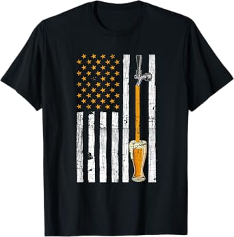 American Flag Beer Tap Funny Humorous Beer Lover 4th Of July T-Shirt