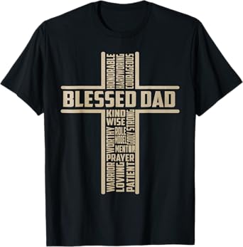 Vintage Blessed Dad Fathers Day Cross Christian Papa Husband T-Shirt