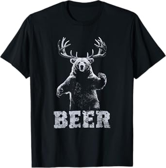 Vintage Bear Deer Hunter Funny Beer Drinker and Hunting T-Shirt