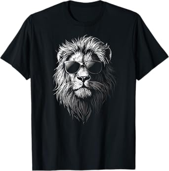 Lion Wearing Sunglasses โ Fun Graphic Tee for All Ages T-Shirt