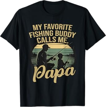 Vintage My Favorite Fishing Buddy Calls Me Papa Fishing T-Shirt