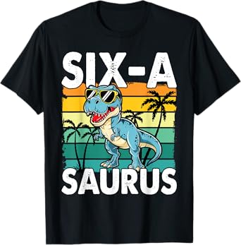 6 Year Old Dinosaur Birthday 6th T Rex Dino Six Saurus T-Shirt