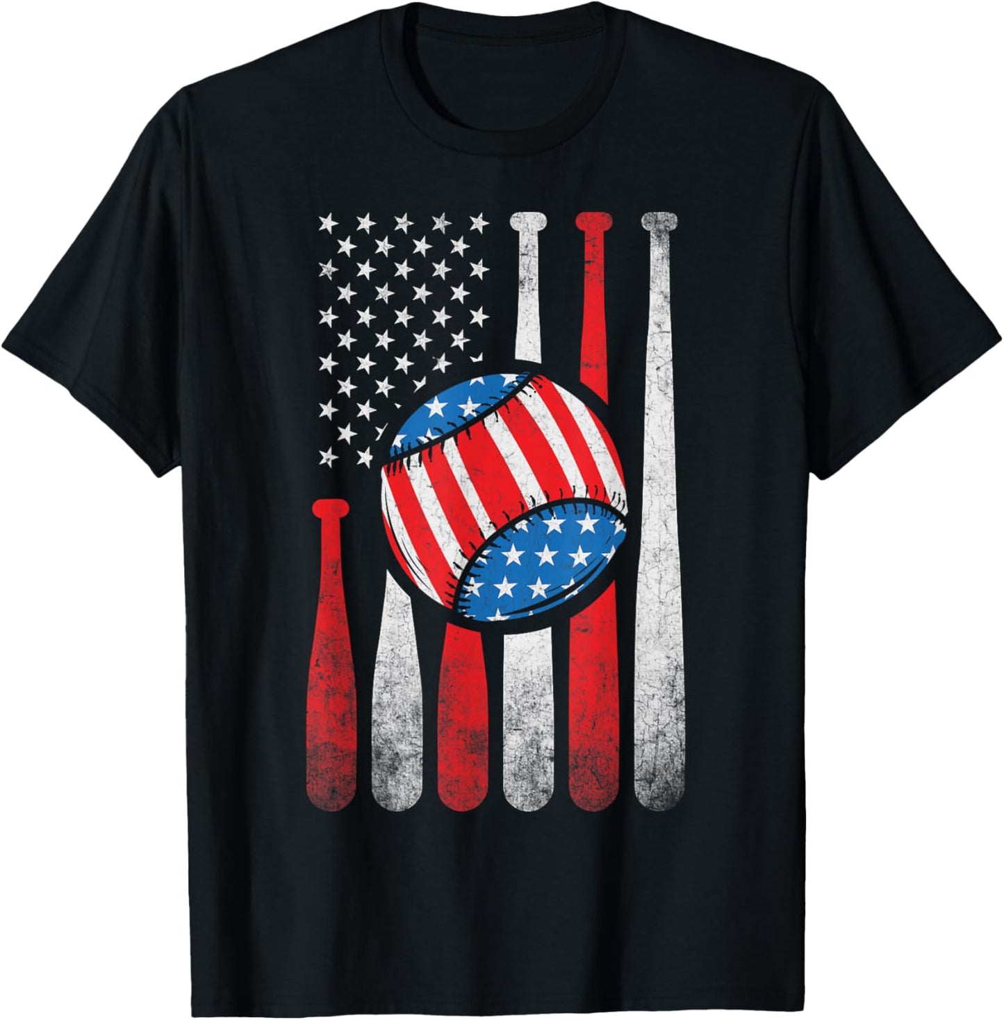 Patriotic Baseball 4th Of July USA American Flag T-Shirt