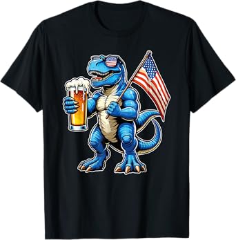 Beer Tap USA Flag 4th July Drinking and Fathers Day US Flag T-Shirt