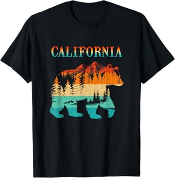 California Bear Vintage Retro Nature Hiking Souvenir T-Shirt