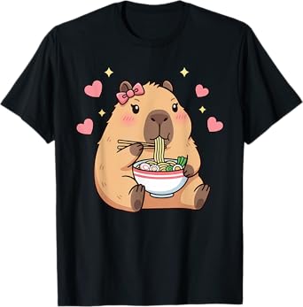 Cute Girls Capybara Ramen Kawaii Tea Kawaii Capy Lover Kids T-Shirt