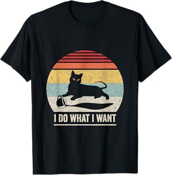 Retro Vintage I Do What I Want Cat T-Shirt for Men Women Girls Kids